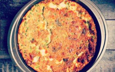 Clafoutis chèvre, petits pois et menthe